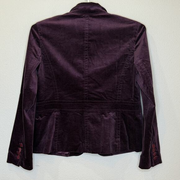 Talbots Velvet Blazer Jacket Size 14 Purple 1 Button Long Sleeve Lined Pockets - Picture 5 of 8